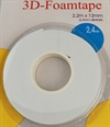 Rulle med 3 D Foam tape L. 2,2 m. x 12 mm.